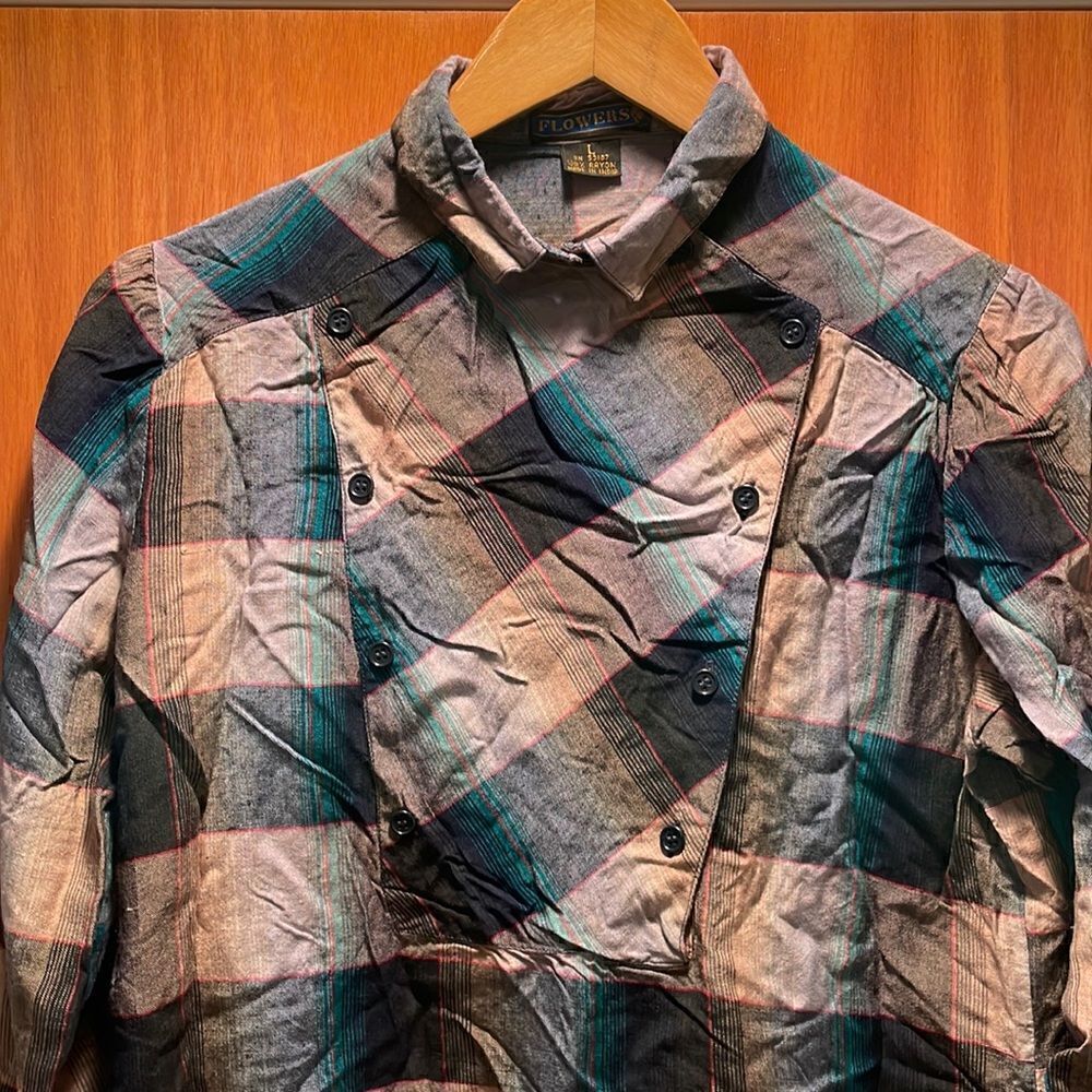 Vintage 70’s Plaid Blouse with Bibb Front